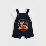 Bhangda Paao It's Lohri - Customized Dungaree Set For Kids - NAVY BLUE - 0 - 5 Months Old (Chest 18")