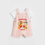 Bhangda Paao It's Lohri - Customized Dungaree Set For Kids - PEACH - 0 - 5 Months Old (Chest 18")