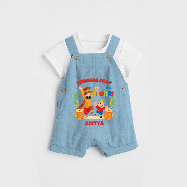 Bhangda Paao It's Lohri - Customized Dungaree Set For Kids - SKY BLUE - 0 - 5 Months Old (Chest 18")