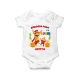 Bhangda Paao It's Lohri - Customized Romper For Babies - WHITE - 0 - 3 Months Old (Chest 16")