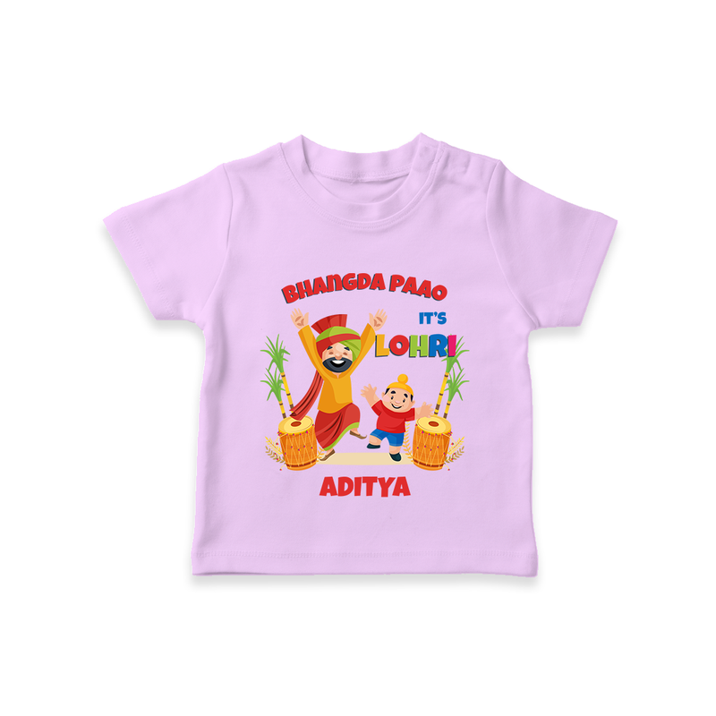 Bhangda Paao It's Lohri - Customized T-Shirt For Kids - LILAC - 0-5 Months Old (Chest 17")