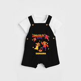 Flying High Like Sankranti Kite - Customized Dungaree Set For Kids - BLACK - 0 - 5 Months Old (Chest 18")