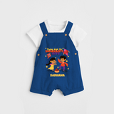 Flying High Like Sankranti Kite - Customized Dungaree Set For Kids - COBALT BLUE - 0 - 5 Months Old (Chest 18")