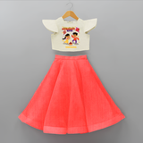 Flying High Like Sankranti Kite - Customized Crop Top And Skirt For Kids - RED - 6 - 9 Months Old (Chest 20" , Frock Waist 20")