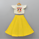 Flying High Like Sankranti Kite - Customized Crop Top And Skirt For Kids - YELLOW - 6 - 9 Months Old (Chest 20" , Frock Waist 20")