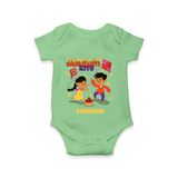 Flying High Like Sankranti Kite - Customized Romper For Babies - GREEN - 0 - 3 Months Old (Chest 16")