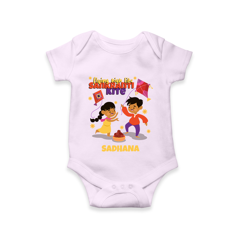 Flying High Like Sankranti Kite - Customized Romper For Babies - LILAC - 0 - 3 Months Old (Chest 16")