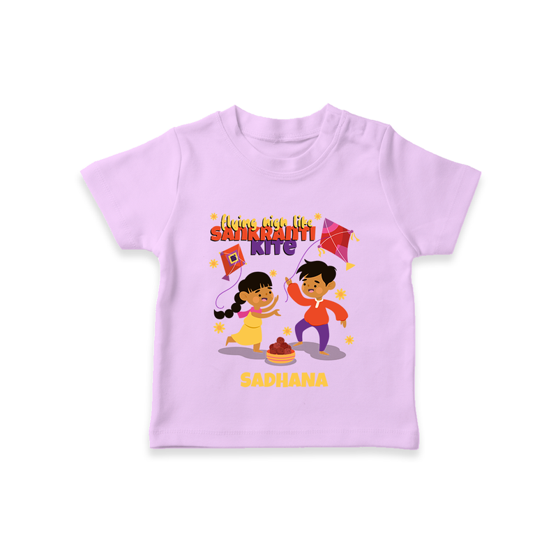 Flying High Like Sankranti Kite - Customized T-Shirt For Kids - LILAC - 0-5 Months Old (Chest 17")