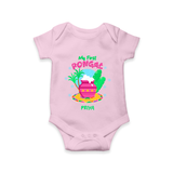 My First Pongal - Customized Romper For Babies - BABY PINK - 0 - 3 Months Old (Chest 16")