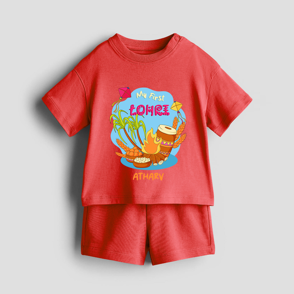 My First Lohre - Customized Co-ord Set For Kids - RED - 1-2 Years Old (Chest 22")