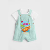 My First Lohre - Customized Dungaree Set For Kids - ARCTIC BLUE - 0 - 5 Months Old (Chest 18")