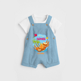 My First Lohre - Customized Dungaree Set For Kids - SKY BLUE - 0 - 5 Months Old (Chest 18")