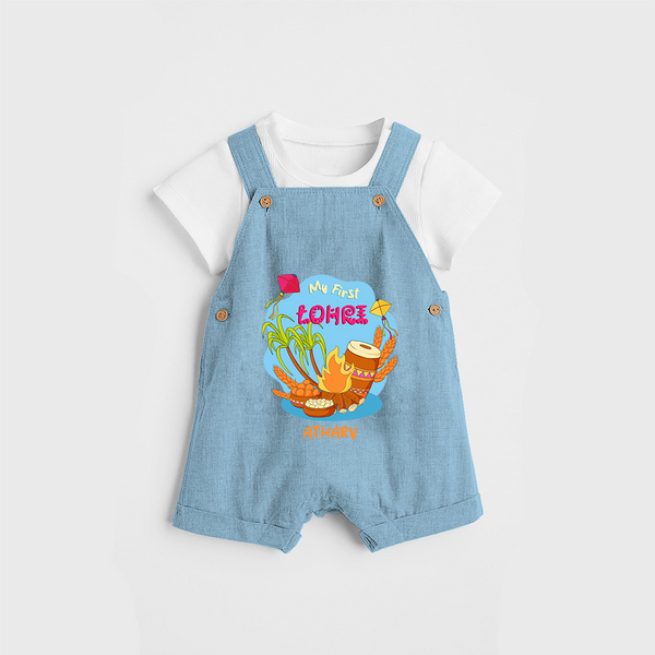 My First Lohre - Customized Dungaree Set For Kids - SKY BLUE - 0 - 5 Months Old (Chest 18")