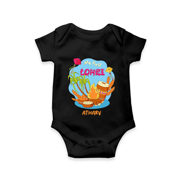 My First Lohre - Customized Romper For Babies - BLACK - 0 - 3 Months Old (Chest 16")