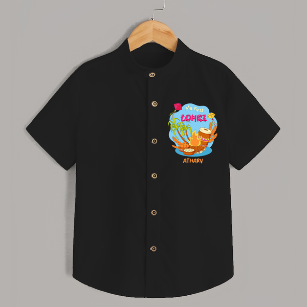 My First Lohre - Customized Shirt For Kids - BLACK - 0 - 6 Months Old (Chest 23")