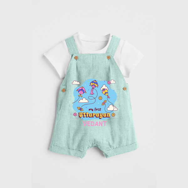 My First Uttarayan - Customized Dungaree Set For Kids - ARCTIC BLUE - 0 - 5 Months Old (Chest 18")