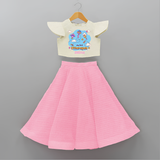 My First Uttarayan - Customized Crop Top And Skirt For Kids - PINK - 6 - 9 Months Old (Chest 20" , Frock Waist 20")