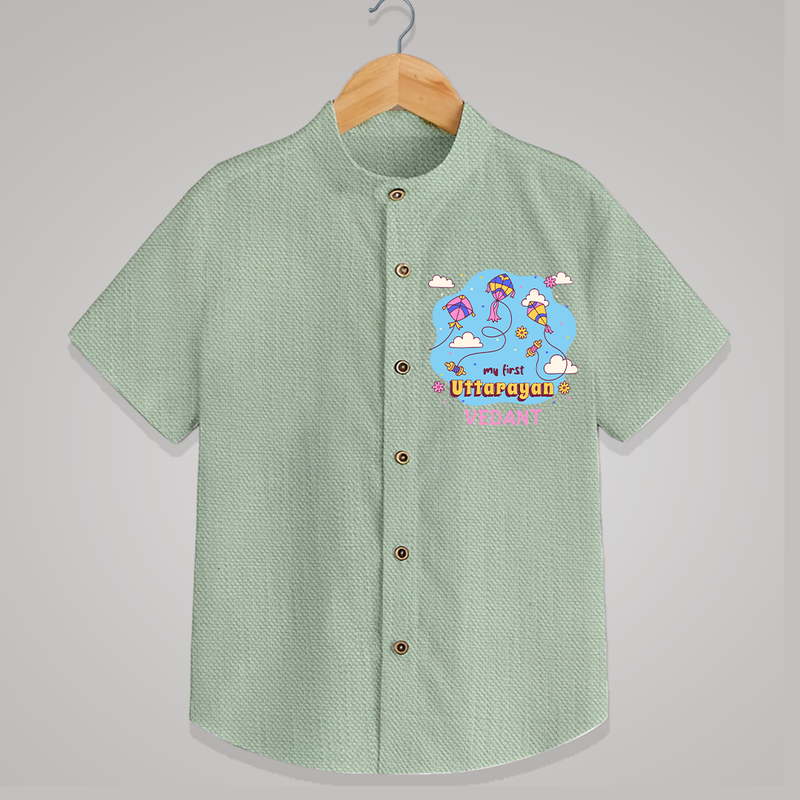 My First Uttarayan - Customized Shirt For Kids - MINT GREEN - 0 - 6 Months Old (Chest 23")