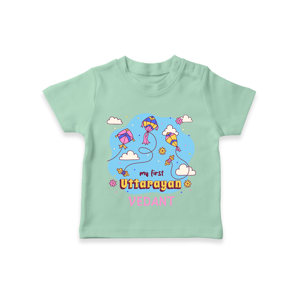 My First Uttarayan - Customized T-Shirt For Kids - MINT GREEN - 0-5 Months Old (Chest 17")