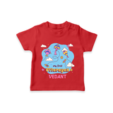 My First Uttarayan - Customized T-Shirt For Kids - RED - 0-5 Months Old (Chest 17")