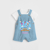 My First Makar Sankranti - Customized Dungaree Set For Kids - SKY BLUE - 0 - 5 Months Old (Chest 18")