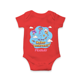 My First Makar Sankranti - Customized Romper For Babies - RED - 0 - 3 Months Old (Chest 16")