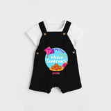 My 1st Makar Sankranti - Customized Dungaree Set For Kids - BLACK - 0 - 5 Months Old (Chest 18")