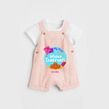 My 1st Makar Sankranti - Customized Dungaree Set For Kids - PEACH - 0 - 5 Months Old (Chest 18")