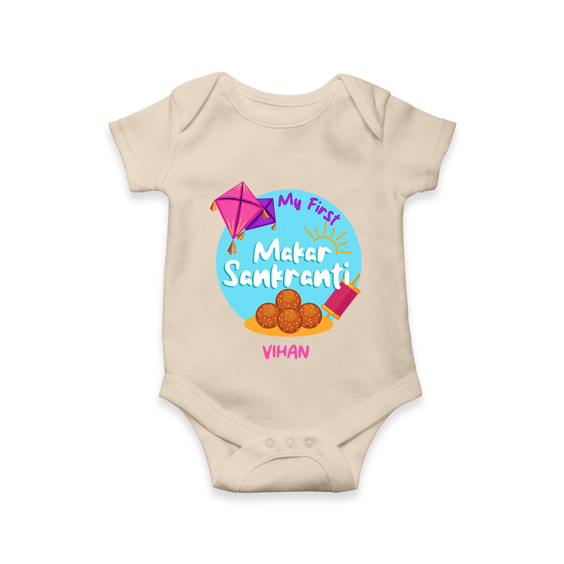 My 1st Makar Sankranti - Customized Romper For Babies - IVORY - 0 - 3 Months Old (Chest 16")