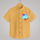 My 1st Makar Sankranti - Customized Shirt For Kids - PASTEL YELLOW - 0 - 6 Months Old (Chest 23")