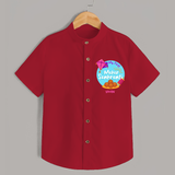 My 1st Makar Sankranti - Customized Shirt For Kids - RED - 0 - 6 Months Old (Chest 23")