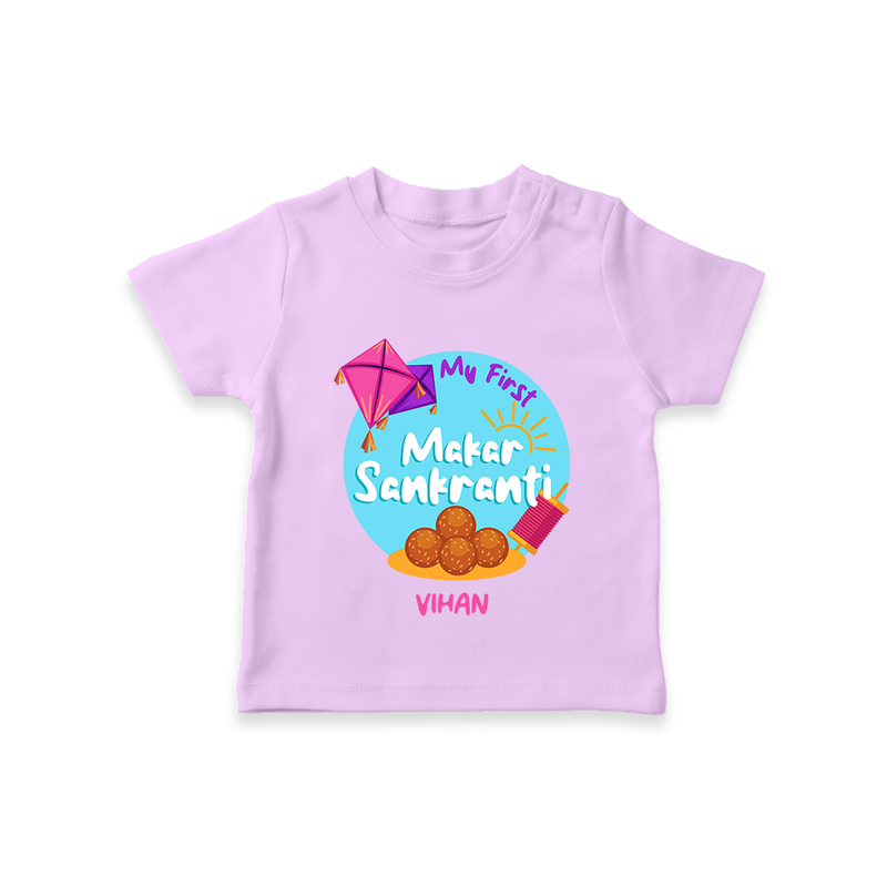 My 1st Makar Sankranti - Customized T-Shirt For Kids - LILAC - 0-5 Months Old (Chest 17")