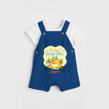 My First Magh Bihu - Customized Dungaree Set For Kids - COBALT BLUE - 0 - 5 Months Old (Chest 18")