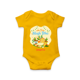 My First Magh Bihu - Customized Romper For Babies - CHROME YELLOW - 0 - 3 Months Old (Chest 16")