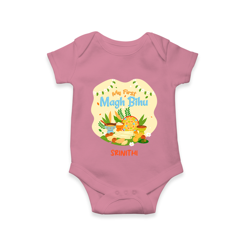 My First Magh Bihu - Customized Romper For Babies - ONION - 0 - 3 Months Old (Chest 16")