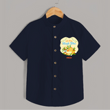 My First Magh Bihu - Customized Shirt For Kids - NAVY BLUE - 0 - 6 Months Old (Chest 23")