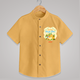 My First Magh Bihu - Customized Shirt For Kids - PASTEL YELLOW - 0 - 6 Months Old (Chest 23")