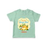 My First Magh Bihu - Customized T-Shirt For Kids - MINT GREEN - 0-5 Months Old (Chest 17")