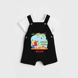 Happy Uttarayan With Mummy Papa   - Customized Dungaree Set For Kids - BLACK - 0 - 5 Months Old (Chest 18")