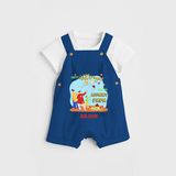 Happy Uttarayan With Mummy Papa   - Customized Dungaree Set For Kids - COBALT BLUE - 0 - 5 Months Old (Chest 18")