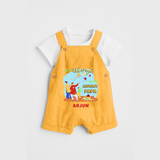 Happy Uttarayan With Mummy Papa   - Customized Dungaree Set For Kids - PASTEL YELLOW - 0 - 5 Months Old (Chest 18")