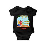 Happy Uttarayan With Mummy Papa   - Customized Romper For Babies - BLACK - 0 - 3 Months Old (Chest 16")