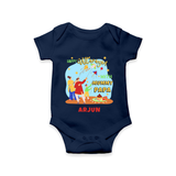 Happy Uttarayan With Mummy Papa   - Customized Romper For Babies - NAVY BLUE - 0 - 3 Months Old (Chest 16")