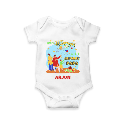 Happy Uttarayan With Mummy Papa   - Customized Romper For Babies