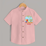 Happy Uttarayan With Mummy Papa   - Customized Shirt For Kids - PEACH - 0 - 6 Months Old (Chest 23")