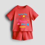 Soaring Kites Uttarayan Vibes - Customized Co-ord Set For Kids - RED - 1-2 Years Old (Chest 22")