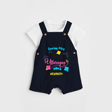 Soaring Kites Uttarayan Vibes - Customized Dungaree Set For Kids - NAVY BLUE - 0 - 5 Months Old (Chest 18")