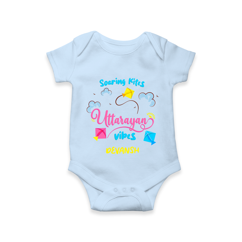 Soaring Kites Uttarayan Vibes - Customized Romper For Babies - BABY BLUE - 0 - 3 Months Old (Chest 16")