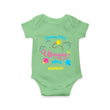 Soaring Kites Uttarayan Vibes - Customized Romper For Babies - GREEN - 0 - 3 Months Old (Chest 16")