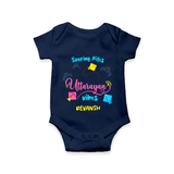 Soaring Kites Uttarayan Vibes - Customized Romper For Babies - NAVY BLUE - 0 - 3 Months Old (Chest 16")